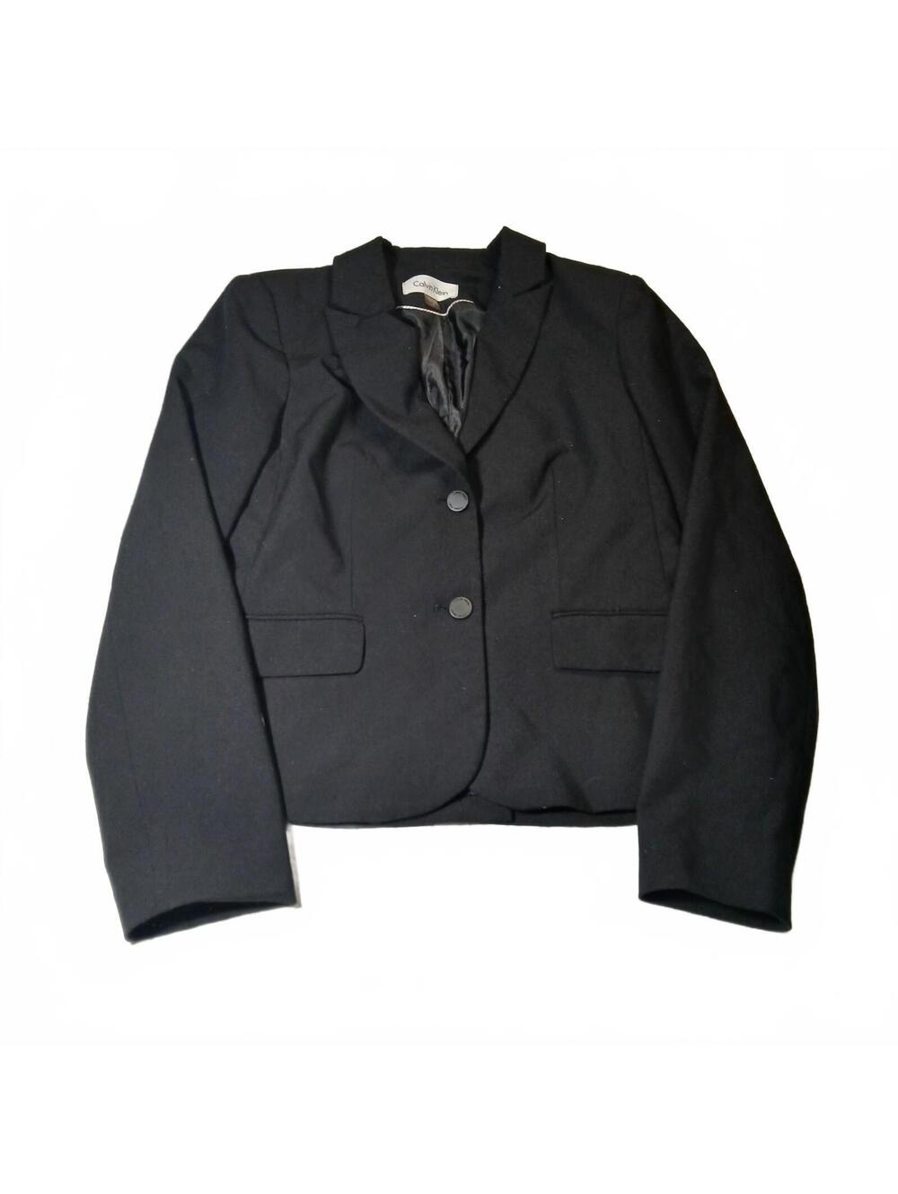 Calvin Klein Black Blazer Jacket Womens Size 8 Career Office Formal Tailored